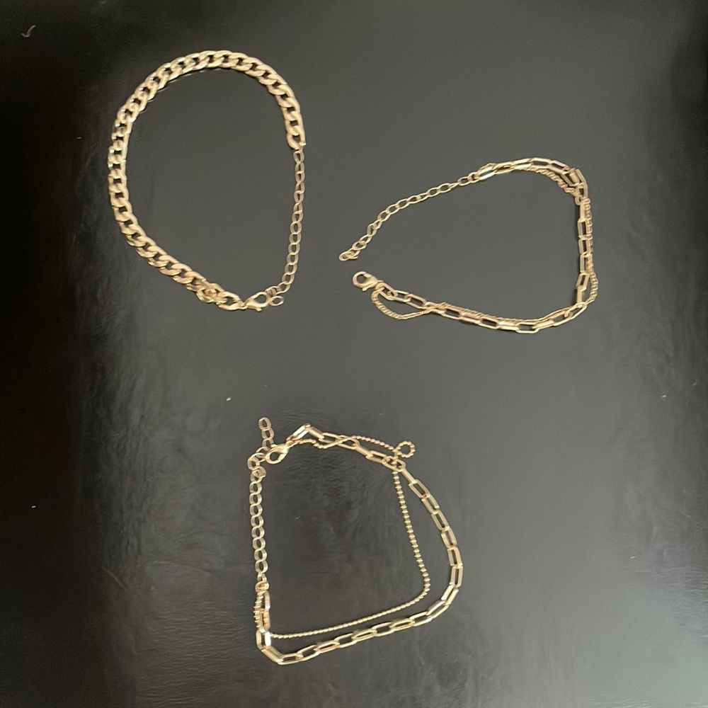 Gold chain bracelets 3 pack